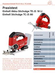 Technik zu Hause.de: Praxistest Einhell Akku-Stichsäge TE-JS 18 Li / Einhell Stichsäge TC-JS 80 (Vergleichstest)