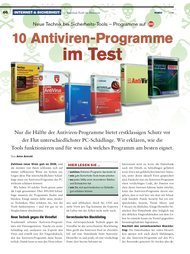 PC-WELT: 10 Antiviren-Programme im Test (Ausgabe: 1)