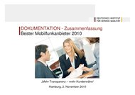 Deutsches Institut für Service-Qualität (DISQ): Bester Mobilfunkanbieter 2010 (Vergleichstest)